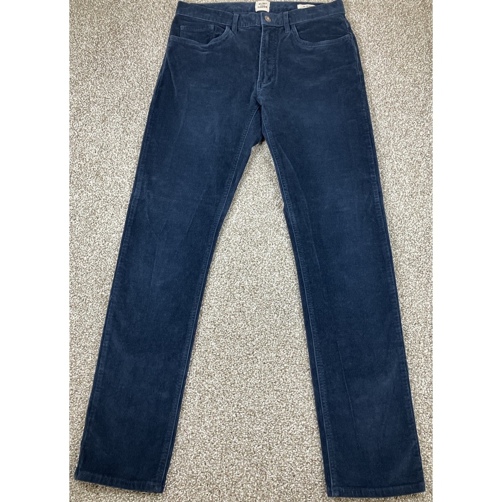 Flint & Tinder Pants Mens 31 x 32 Blue Corduroy Slim Fit Stretch Casual Adult